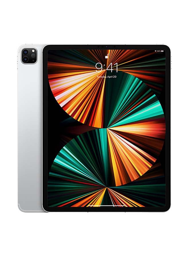 iPad Pro 2021 (الجيل الخامس) مقاس 12.9 بوصة، شريحة M1، سعة 512 جيجابايت، واي فاي، فضي مع تطبيق Facetime - إصدار الشرق الأوسط