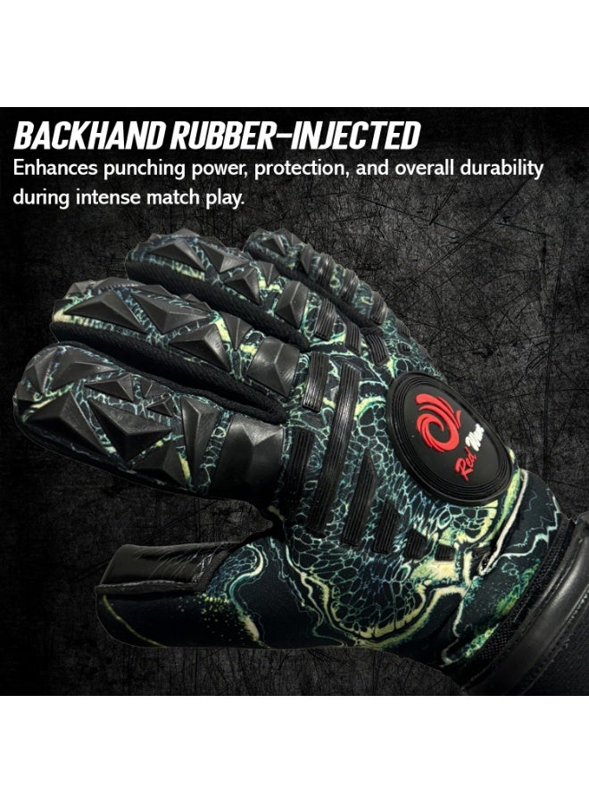 الموج الأحمر قفازات حارس مرمى مزودة بحماية قابلة للإزالة لأصابع اليد | قفازات حارس مرمى لكرة القدم بتصميم سلبي | ظهر يد من النيوبرين وقبضة قوية للتدريب - Image 4