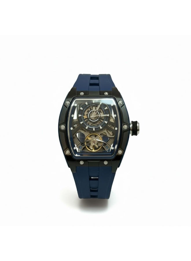TOMRICH Phantom Skeleton Automatic Watch for Men – Luxury Tonneau Dial, Blue Silicone Strap, Stainless Steel Case, 30M Water Resistant - Image 2