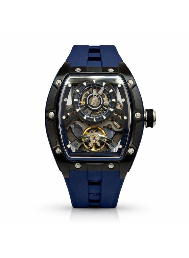 TOMRICH Phantom Skeleton Automatic Watch for Men – Luxury Tonneau Dial, Blue Silicone Strap, Stainless Steel Case, 30M Water Resistant - Image 1