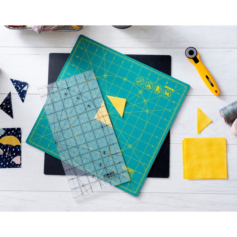 OLFA 12" x 12" Rotating Cutting Mat (RM-12S) - Self Healing 12x12 Inch Square Rotary Mat with Grid for Fabric, Sewing, Quilting, & Crafts, Rotates 360 Degrees, Use with Rotary Cutters (Green) - Image 3