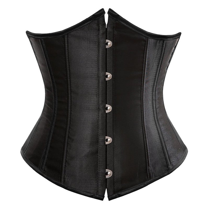frawirshau Underbust Corset Tops For Women Black Corset Plus Size Underbust Corset Renaissance Black Satin Corset Size XL - Image 1