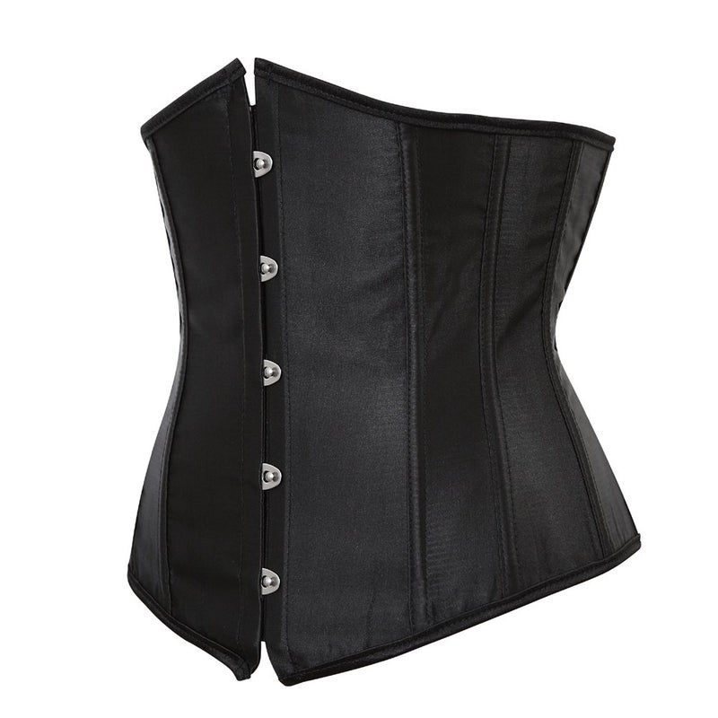 frawirshau Underbust Corset Tops For Women Black Corset Plus Size Underbust Corset Renaissance Black Satin Corset Size XL - Image 3