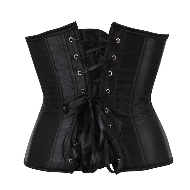 frawirshau Underbust Corset Tops For Women Black Corset Plus Size Underbust Corset Renaissance Black Satin Corset Size XL - Image 2