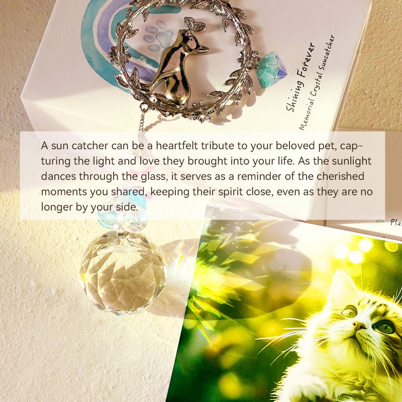 AMETHUARTZ Cat Memorial Suncatcher - Lost of Cat Bereavement Gift Idea, Pet Loss Sympathy Gifts, Thoughtful Cats Remembrance Sun Catcher, Passing Away Remembrance Memory Gift - Image 4