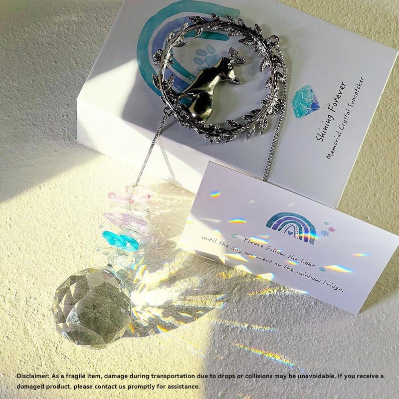 AMETHUARTZ Cat Memorial Suncatcher - Lost of Cat Bereavement Gift Idea, Pet Loss Sympathy Gifts, Thoughtful Cats Remembrance Sun Catcher, Passing Away Remembrance Memory Gift - Image 5