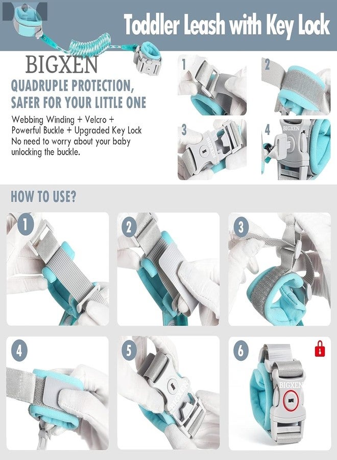 BIGXEN حزام أمان للأطفال، مزود بقفل أمان لمنع فقدان الأطفال، وحزام معصم، وحبل، وحزام مشي، وحزام يد، وسوار معصم، وسلك معدني مرن، وحزام أمان للأطفال أثناء السفر، مناسب للأطفال الصغار والرضع - متعدد الألوان، قطعة واحدة - Image 4