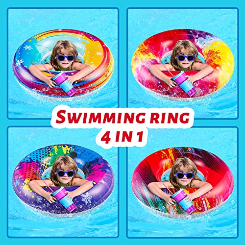 Parentswell 6PCS Big Pool Floats Tubes: Inflatable Pool Floats Swimming Rings with Beach Balls - Brightly Colored Pool Floaties Party Toys, Pool Toys for Kids Adults Toddlers - Image 2