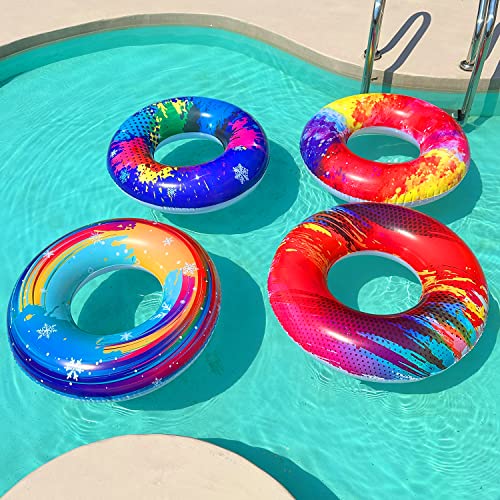 Parentswell 6PCS Big Pool Floats Tubes: Inflatable Pool Floats Swimming Rings with Beach Balls - Brightly Colored Pool Floaties Party Toys, Pool Toys for Kids Adults Toddlers - Image 5