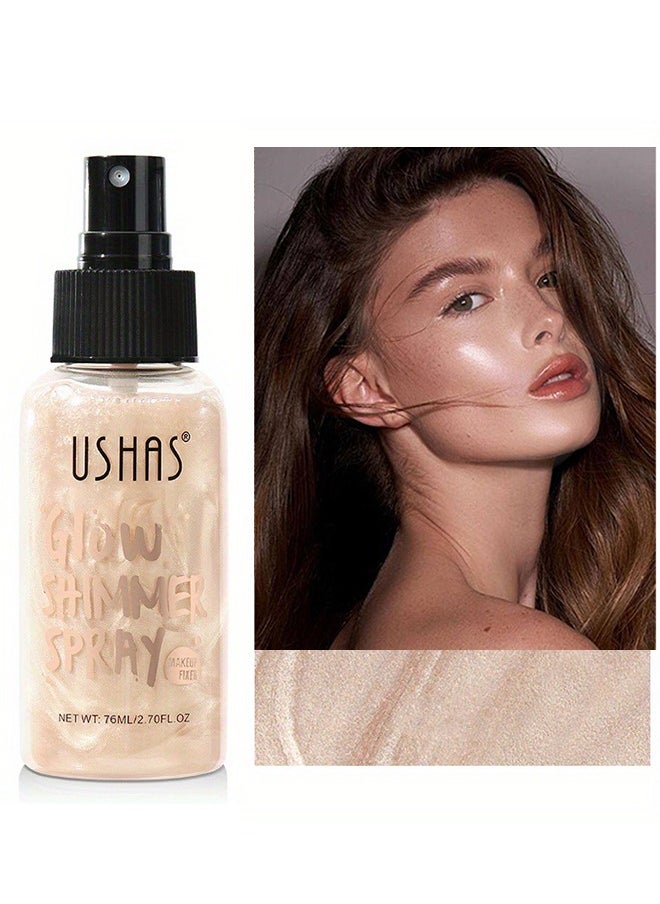 Ushas Glow Shimmer Spray - Shimmer Body Oil Liquid Easy to Push Away Natural Moisture Glitter Face Brightening Glow Pearl Highlighter Illuminator Shine Contouring Makeup for Face and Body #02  - Image 1