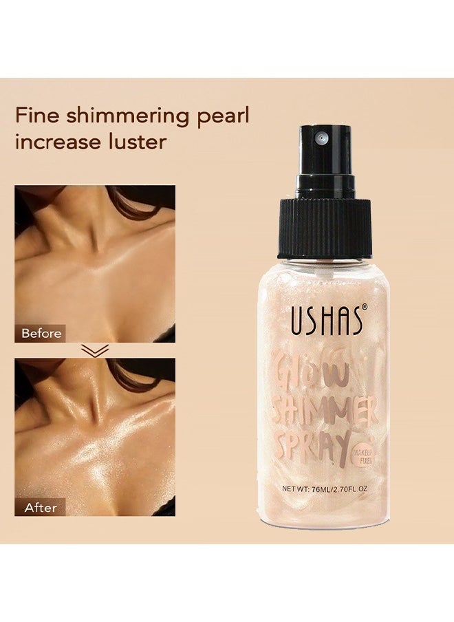 Ushas Glow Shimmer Spray - Shimmer Body Oil Liquid Easy to Push Away Natural Moisture Glitter Face Brightening Glow Pearl Highlighter Illuminator Shine Contouring Makeup for Face and Body #02  - Image 4