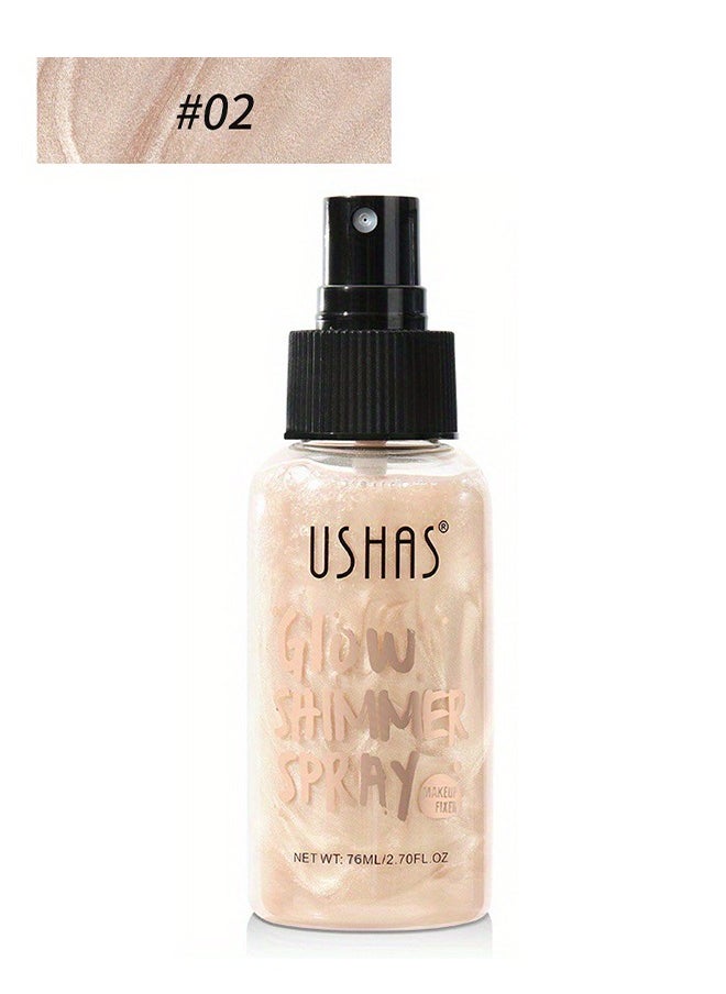 Ushas Glow Shimmer Spray - Shimmer Body Oil Liquid Easy to Push Away Natural Moisture Glitter Face Brightening Glow Pearl Highlighter Illuminator Shine Contouring Makeup for Face and Body #02  - Image 2