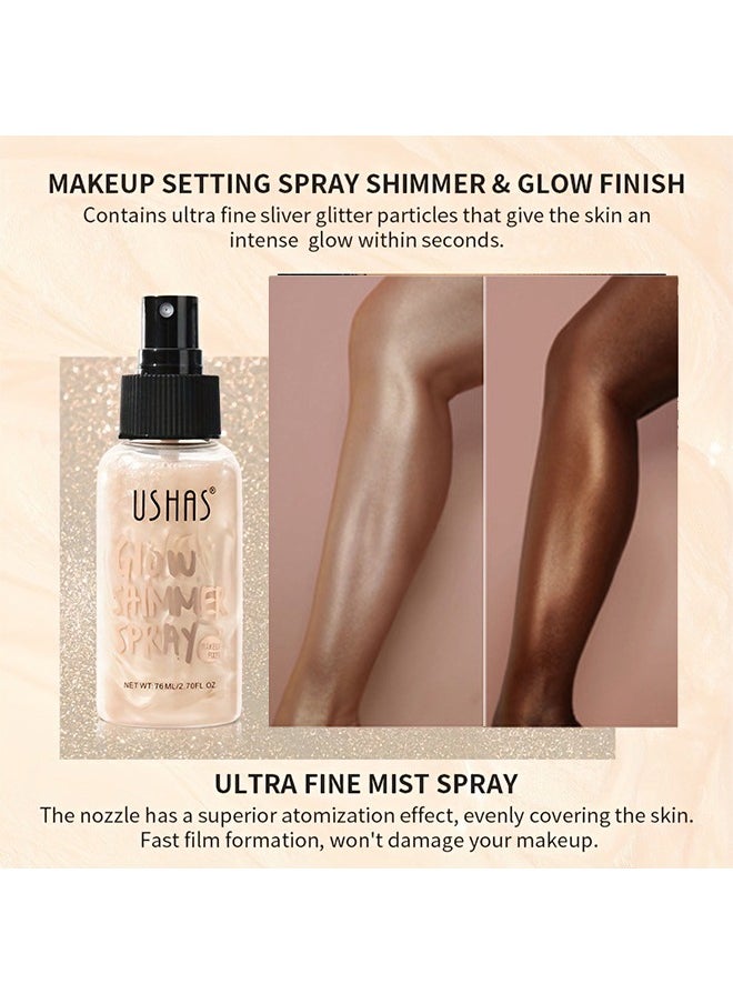 Ushas Glow Shimmer Spray - Shimmer Body Oil Liquid Easy to Push Away Natural Moisture Glitter Face Brightening Glow Pearl Highlighter Illuminator Shine Contouring Makeup for Face and Body #02  - Image 3