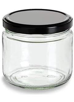 VINCENZO VINCENZO 200 ml Wide Mouth Glass Jars with Black Lids Set of 12 Salsa style 12 Black  - Image 1