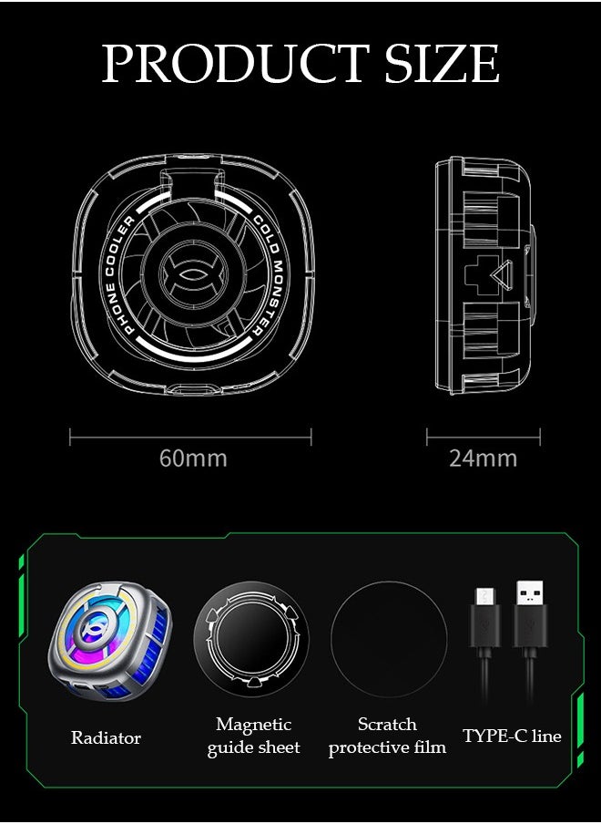 DUNISO Phone Cooler for Live Streaming and Gaming Fast Phone Cooling Fan, Semi-Conductor Cooling Chip Mobile Phone Radiator with RGB Lights, Fit All Types of iPhone Android Smartphones  - Image 4