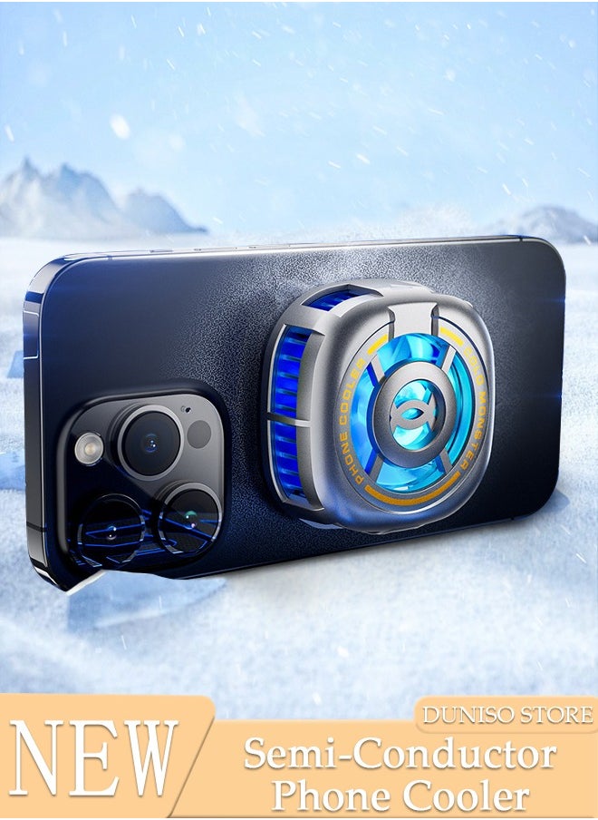DUNISO Phone Cooler for Live Streaming and Gaming Fast Phone Cooling Fan, Semi-Conductor Cooling Chip Mobile Phone Radiator with RGB Lights, Fit All Types of iPhone Android Smartphones  - Image 1
