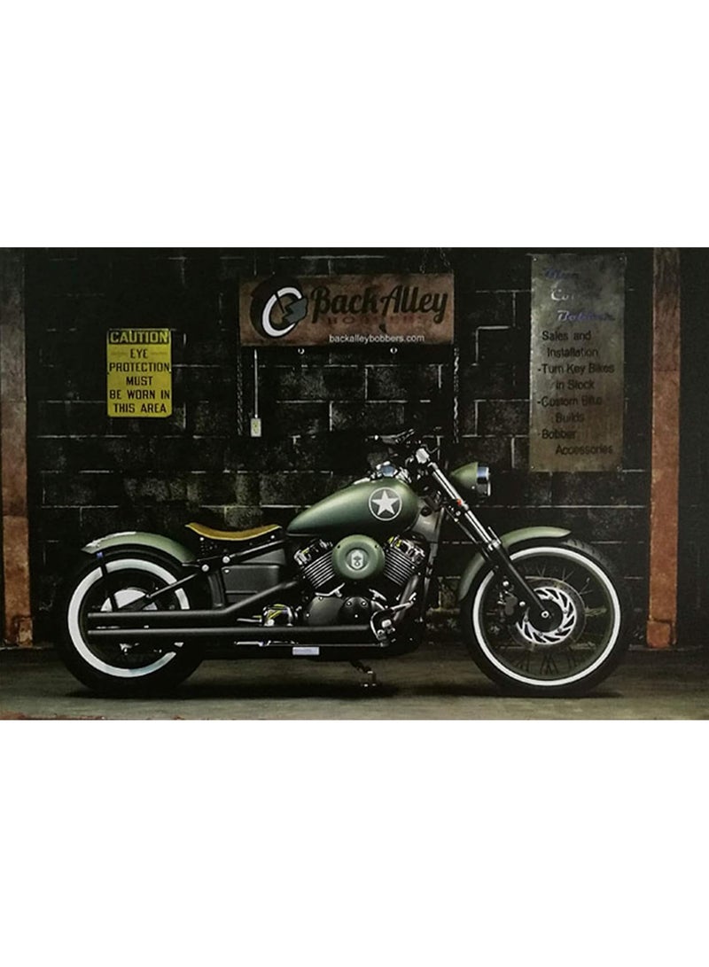 ALCOACH Wall Art Canvas – Classic Military Motorcycle Design - Image 1