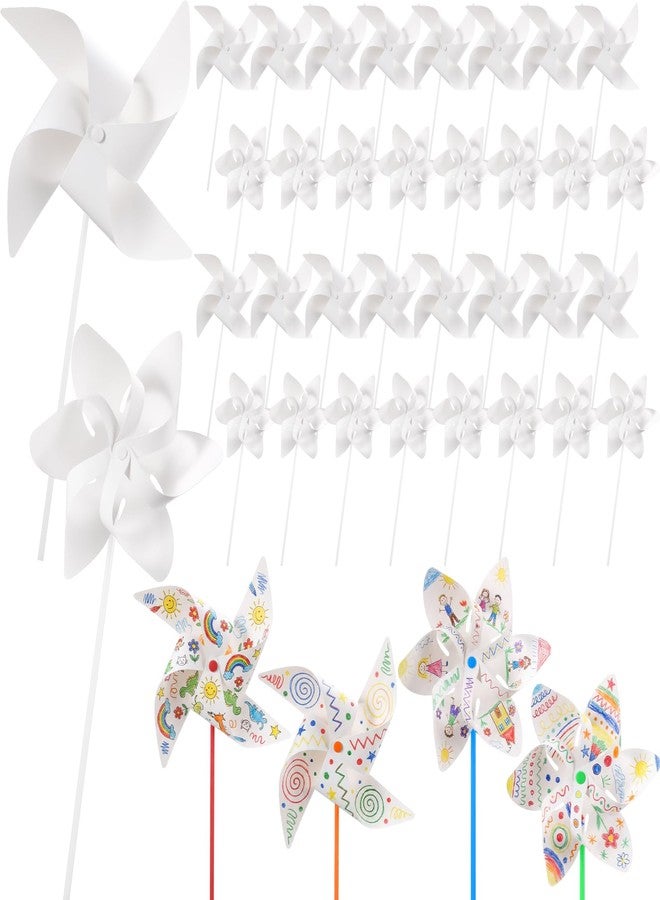 Arrowbash 48 Pack DIY Paper Pinwheels Bulk for Kids Unfinished Blank Pinwheel Kit for Boys Girls Color Your Own Paper Windmills for Spring Summer School Group Activities Art Projects Party Favors - Image 1