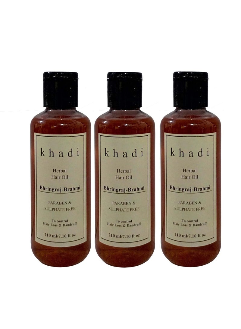 Khadi Herbal Hair Oil -Bhringraj & Brahmi (Paraben & Sulphate Free) 630ml(3 pack,210 ml each) - Image 1