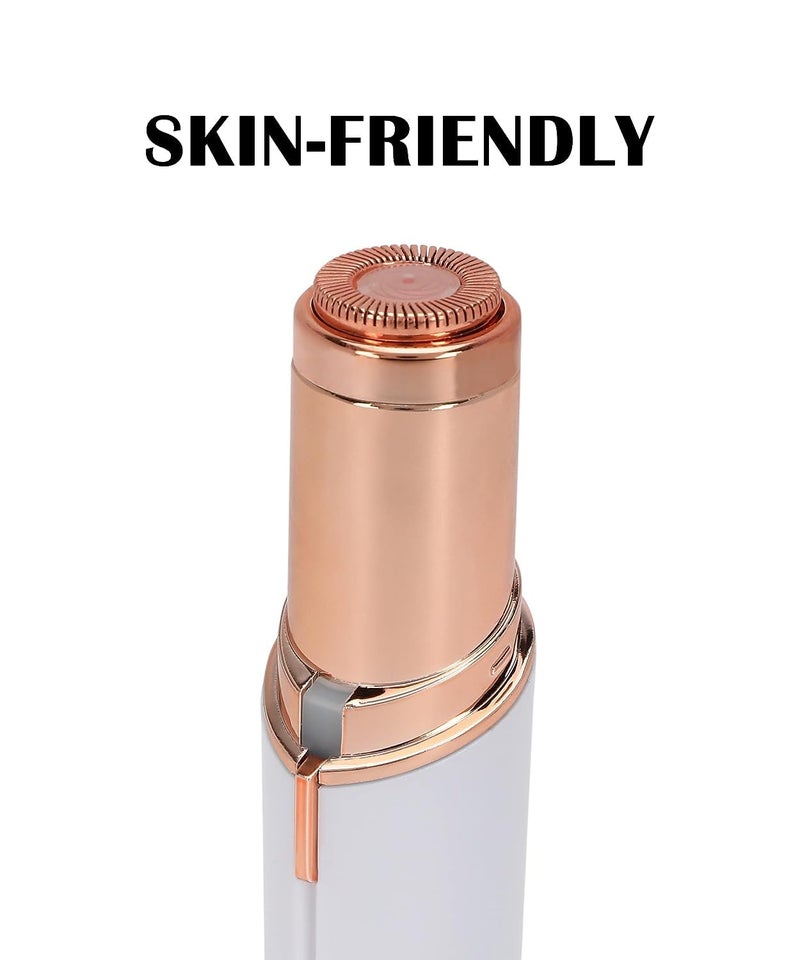Painless Hair remover Shaver For Women|Usb Rechargeable Waterproof Eyebrow Face Razor Trimmer For Lips|Body|Arms Electronic Facial Hair Remover Shaver(White And Gold) (White) - Image 2