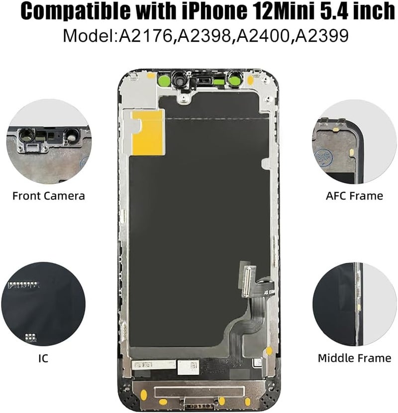 EFAITHFIX Store for iPhone 12 Mini Screen Replacement 5.4 Inch LCD Screen 3D Touch Display Full HD Digitizer Frame Assembly (A2176,A2398,A2399,A2400) with Repair Tools Screen Protector Waterproof Adhesive - Image 3