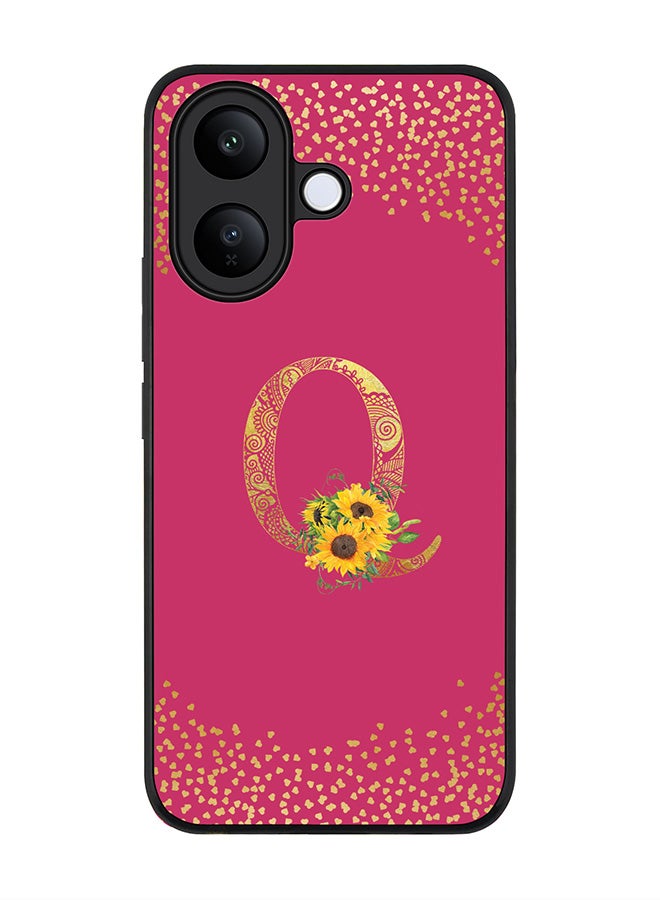 Stylizedd For vivo V60 Lite 5G / V60 Lite 4G Case,Slim fit Camera Protection, Shockproof Thin Phone cover  - Custom Floral Monogram - Q ( Deep Pink ) - Image 1