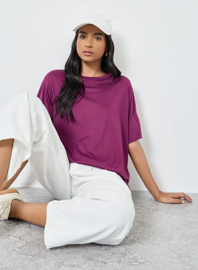 Take Two Take Two Women Purple Oversized T-Shirt