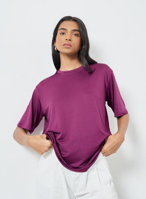 Take Two Women Purple Oversized T-Shirt