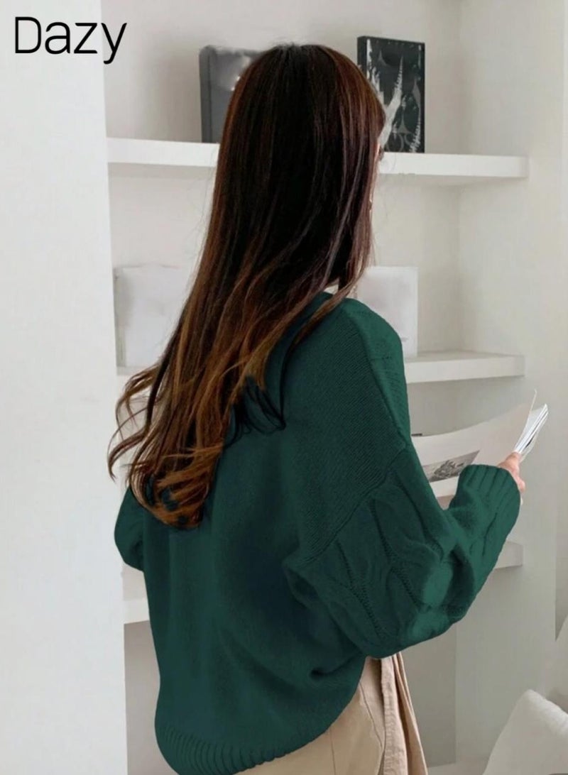 دازي سترة Dazy  الساده  بأكتاف منسدلة، ملابس نسائية خريفية , بلوفر نسائى  - Image 3