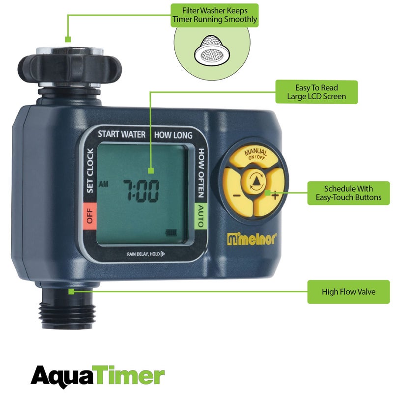 Melnor 65138AMZ AquaTimer Digital Hose Timer, 1-Zone Timer, QuickConnect Bundle, Black, Yellow - Image 3
