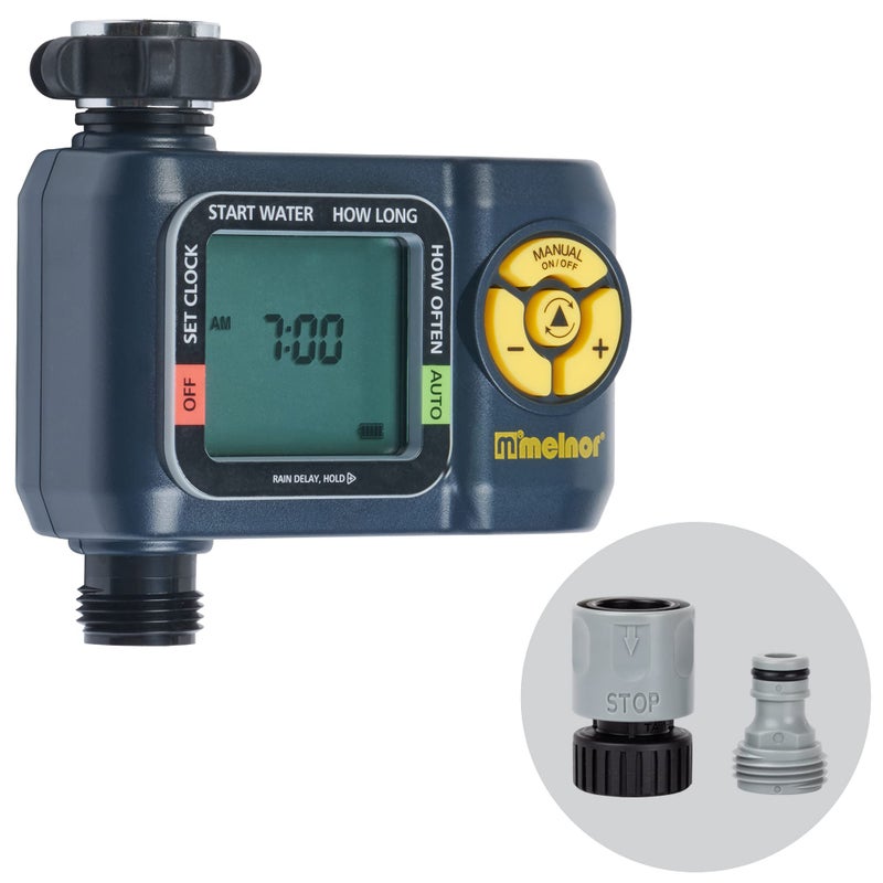 Melnor 65138AMZ AquaTimer Digital Hose Timer, 1-Zone Timer, QuickConnect Bundle, Black, Yellow - Image 1