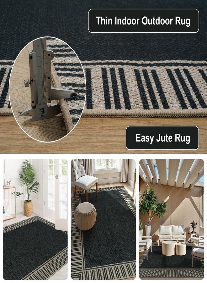 OJIA Easy Jute 3x5 Outdoor Rug Front Door Mats Washable Rugs for Entryway, Striped Border Black Rug Non-Slip Indoor Doormat Outdoor Porch Rug Farmhouse Area Rug for Outside Patio Living Room - Image 3