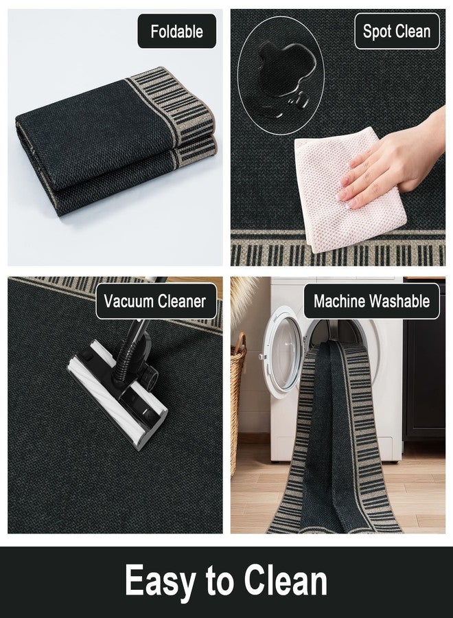 OJIA Easy Jute 3x5 Outdoor Rug Front Door Mats Washable Rugs for Entryway, Striped Border Black Rug Non-Slip Indoor Doormat Outdoor Porch Rug Farmhouse Area Rug for Outside Patio Living Room - Image 4