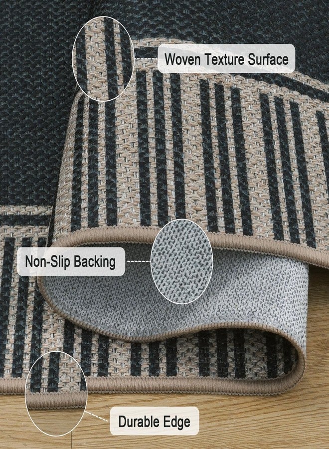 OJIA Easy Jute 3x5 Outdoor Rug Front Door Mats Washable Rugs for Entryway, Striped Border Black Rug Non-Slip Indoor Doormat Outdoor Porch Rug Farmhouse Area Rug for Outside Patio Living Room - Image 2