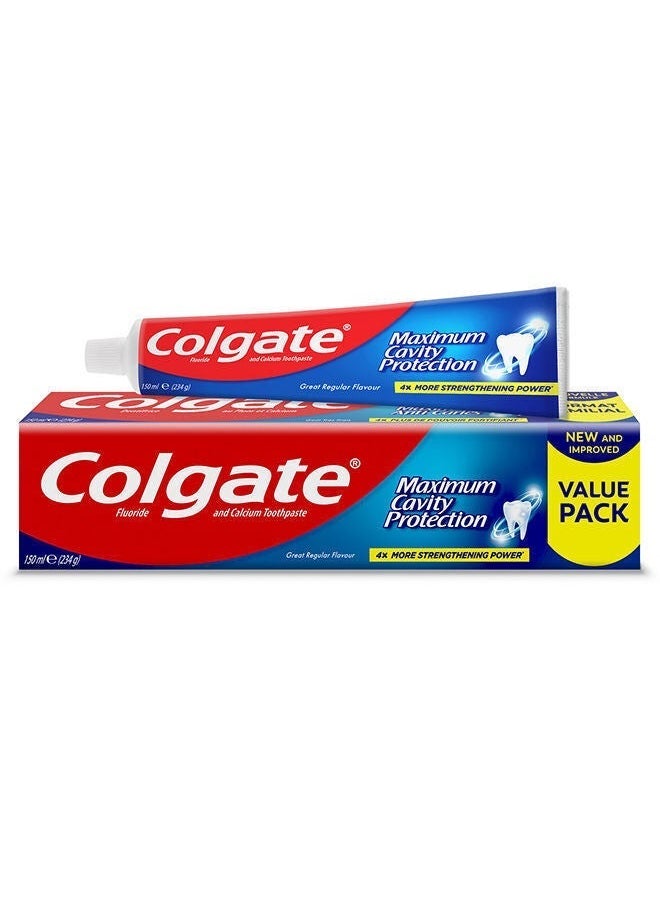 Colgate Maximum Cavity Protection Great Regular Anticavity Toothpaste, 150ml 