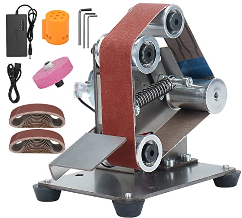 SI FANG Mini Electric Belt-Sander Knife-Sharpener Sanding Machine - Small Bench Grinder Kit 7 Speed Adjustable Power Polisher DIY Polishing Grinding Tool For Knife Making, Wood Metal Working, Handcraft - Image 1