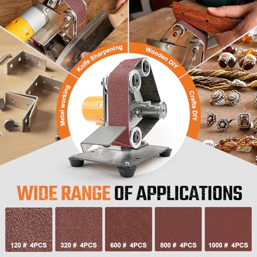 SI FANG Mini Electric Belt-Sander Knife-Sharpener Sanding Machine - Small Bench Grinder Kit 7 Speed Adjustable Power Polisher DIY Polishing Grinding Tool For Knife Making, Wood Metal Working, Handcraft - Image 3