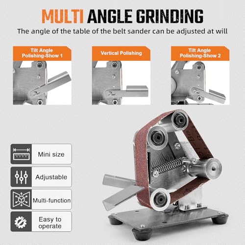 SI FANG Mini Electric Belt-Sander Knife-Sharpener Sanding Machine - Small Bench Grinder Kit 7 Speed Adjustable Power Polisher DIY Polishing Grinding Tool For Knife Making, Wood Metal Working, Handcraft - Image 5