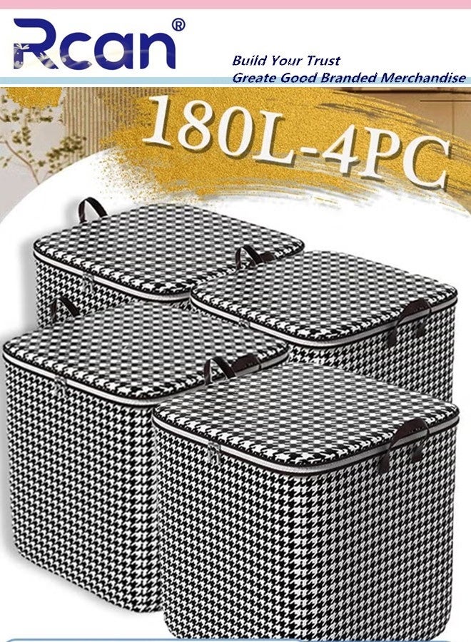 Rcan 4 PCS 180L Large Storage Bags Waterproof Clothes Storage Bins Foldable Closet Organizers Storage Containers with Durable Handle and Zipper for Clothing Blanket Comforters Bed Sheets Pillows and Toys - Image 1
