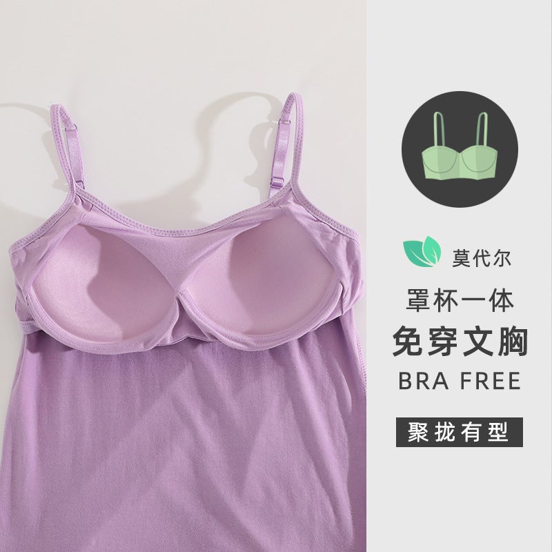 Japanese And Korean Style Camisole Women'S Modal Fixed Cup Non-Wearing Bra Yoga Sports Dance Girl'S Base Underwear - Image 4