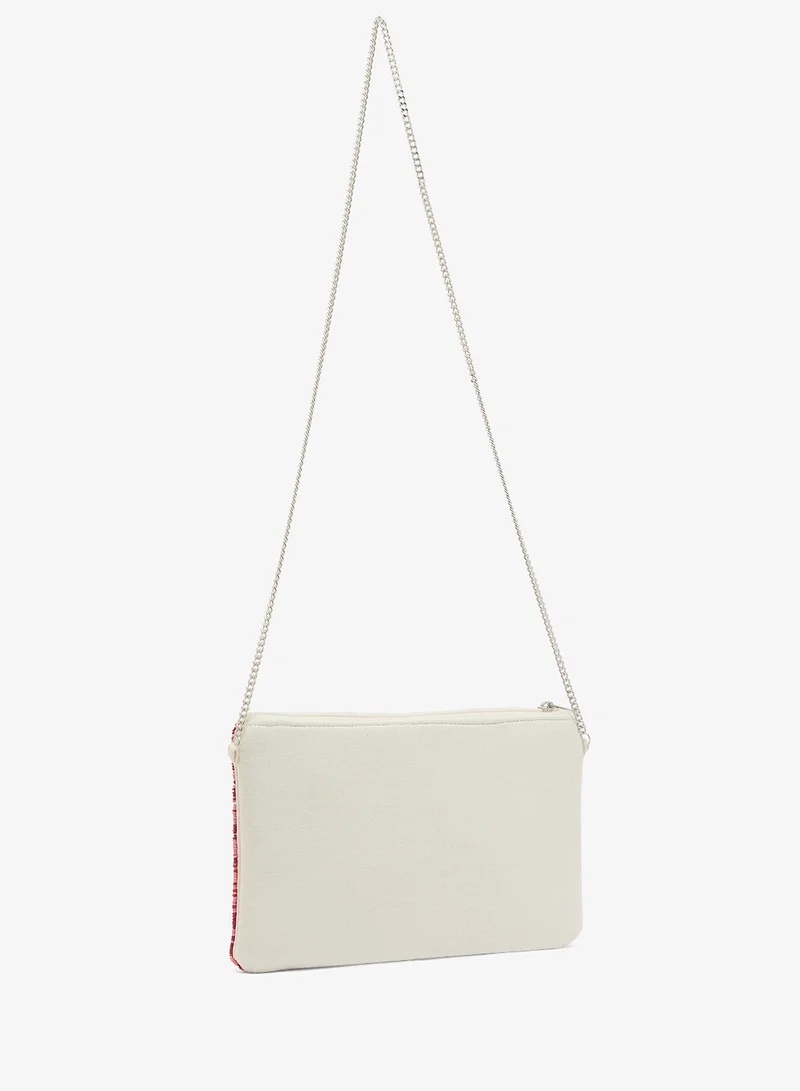 Namshi x White Embroidered Beaded Lobster Print Clutch for Women | Best Price UAE