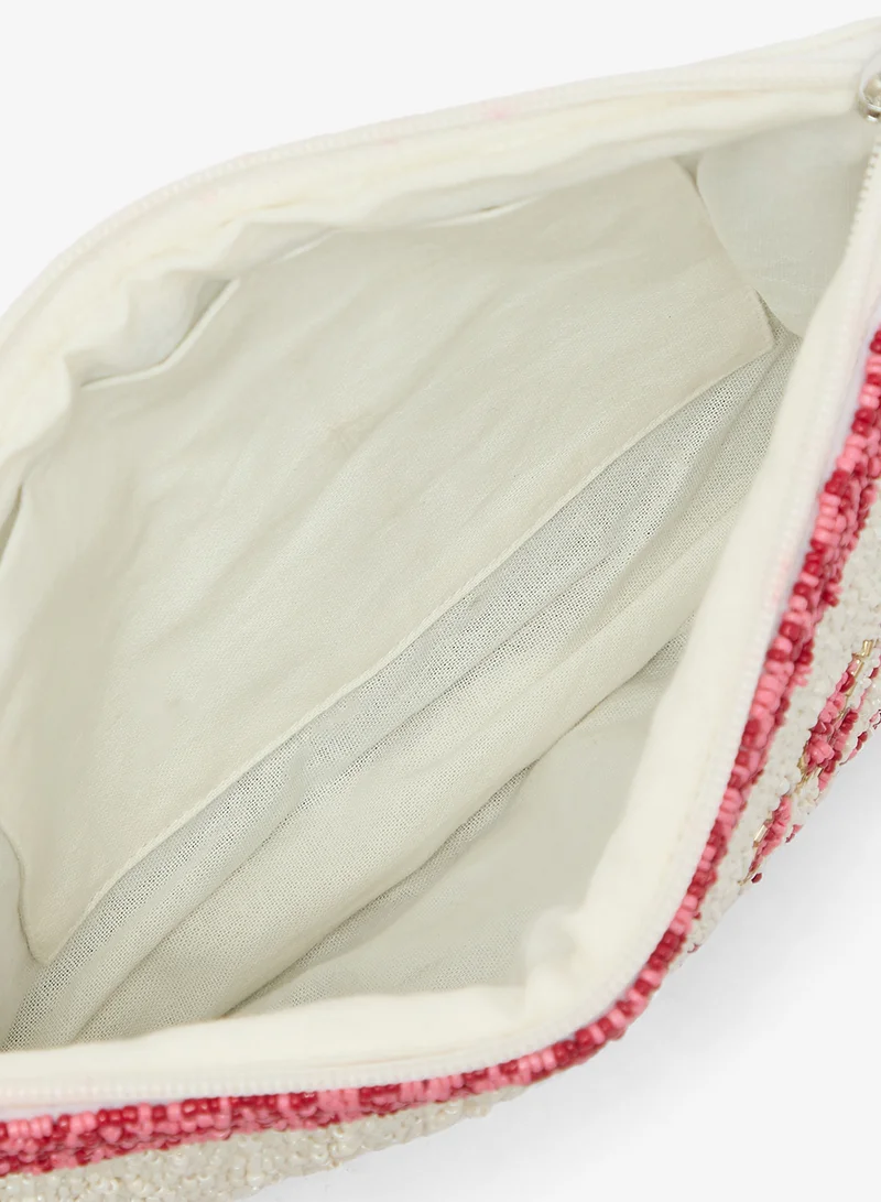 Namshi x White Embroidered Beaded Lobster Print Clutch for Women | Best Price UAE