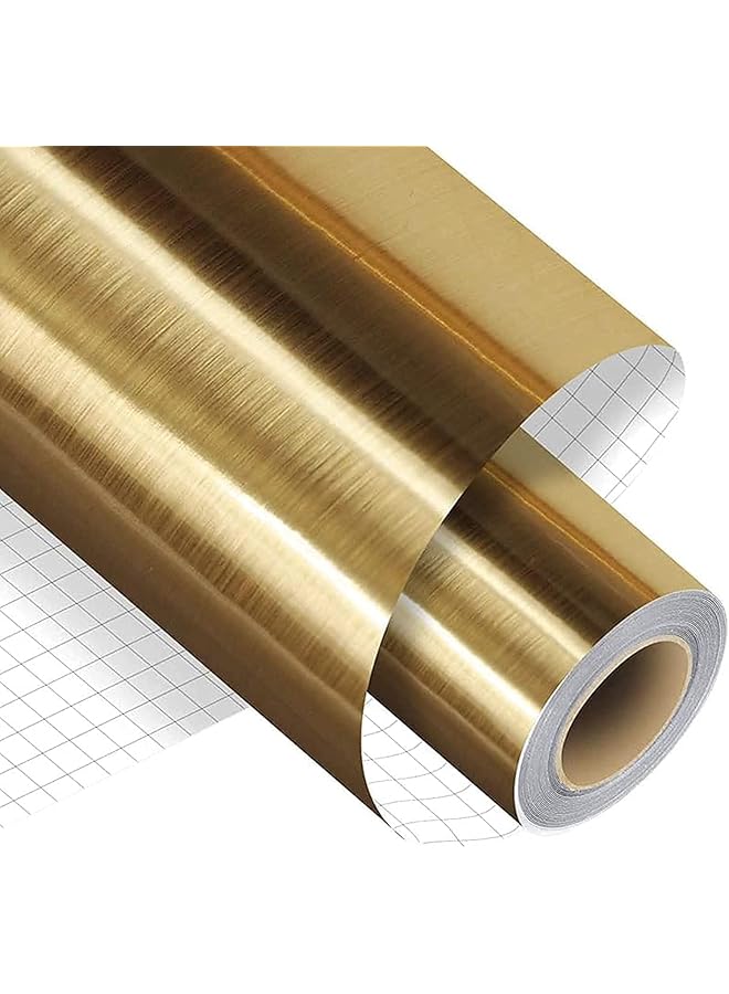لفة فينيل لاصقة دائمة باللون الذهبي المصقول مقاس 12 بوصة × 15 قدمًا من الفينيل الدائم الممتاز لعلامات الحرف اليدوية وسجلات القصاصات وقواطع الحرف الأخرى.