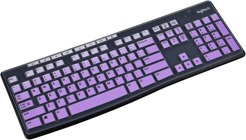 LEZE Keyboard Cover for Logitech MK370 MK295 MK270 K270 Keyboard, Logitech MK370 MK270 K270 Keyboard Skin Protector - Gradual Purple - Image 1