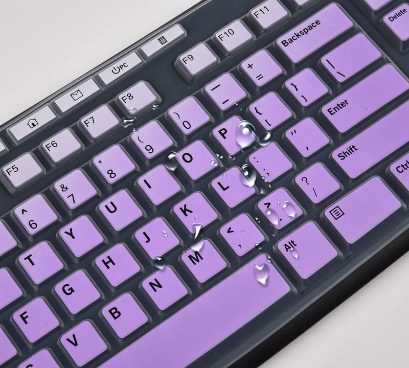 LEZE Keyboard Cover for Logitech MK370 MK295 MK270 K270 Keyboard, Logitech MK370 MK270 K270 Keyboard Skin Protector - Gradual Purple - Image 3