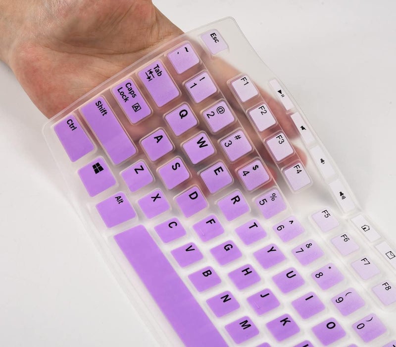 LEZE Keyboard Cover for Logitech MK370 MK295 MK270 K270 Keyboard, Logitech MK370 MK270 K270 Keyboard Skin Protector - Gradual Purple - Image 2