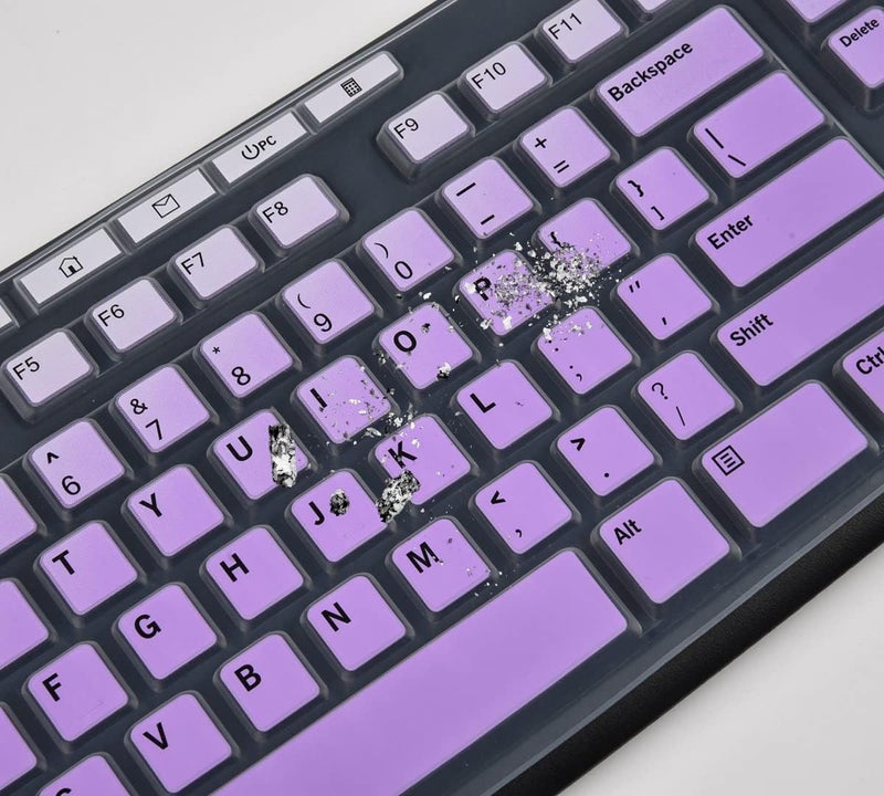 LEZE Keyboard Cover for Logitech MK370 MK295 MK270 K270 Keyboard, Logitech MK370 MK270 K270 Keyboard Skin Protector - Gradual Purple - Image 4