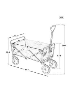 HOMEVEO Practical Folding Outdoor Wagon - Easy to Remove Canvas, Ideal for Gardens, Camping and Festivals, Supports Trailer Towing and Holds Up to 150kg - Beige  - Image 4