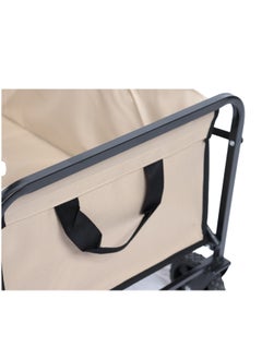 HOMEVEO Practical Folding Outdoor Wagon - Easy to Remove Canvas, Ideal for Gardens, Camping and Festivals, Supports Trailer Towing and Holds Up to 150kg - Beige  - Image 5