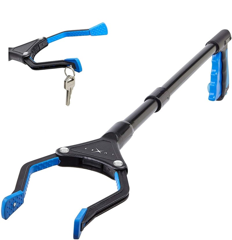 Grabber Reacher Tool 26 Steel Portable Pick Up Stick Strong Grip Magnetic Tip for Store Shelves Lightweight Garbage Litter Trash Picker Claw Grabber Tool for Elderly by Luxet Blue